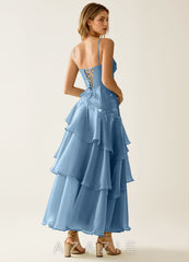 Nicola Mint Blue Satin Ruffled A-line Vacation Midi Dress