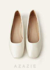 Multi-Color Square-Toe Ballet Flats Low Heel Wedding Shoes
