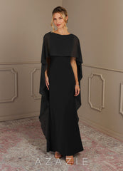 Azazie Dion Black Sheath Scoop Stretch Crepe Dress