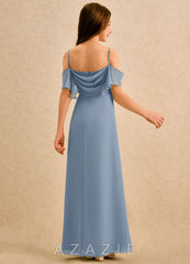Azazie Pippy Girls Formal Dusty Blue A-Line Sweetheart Neckline Chiffon Dress dusty_blue