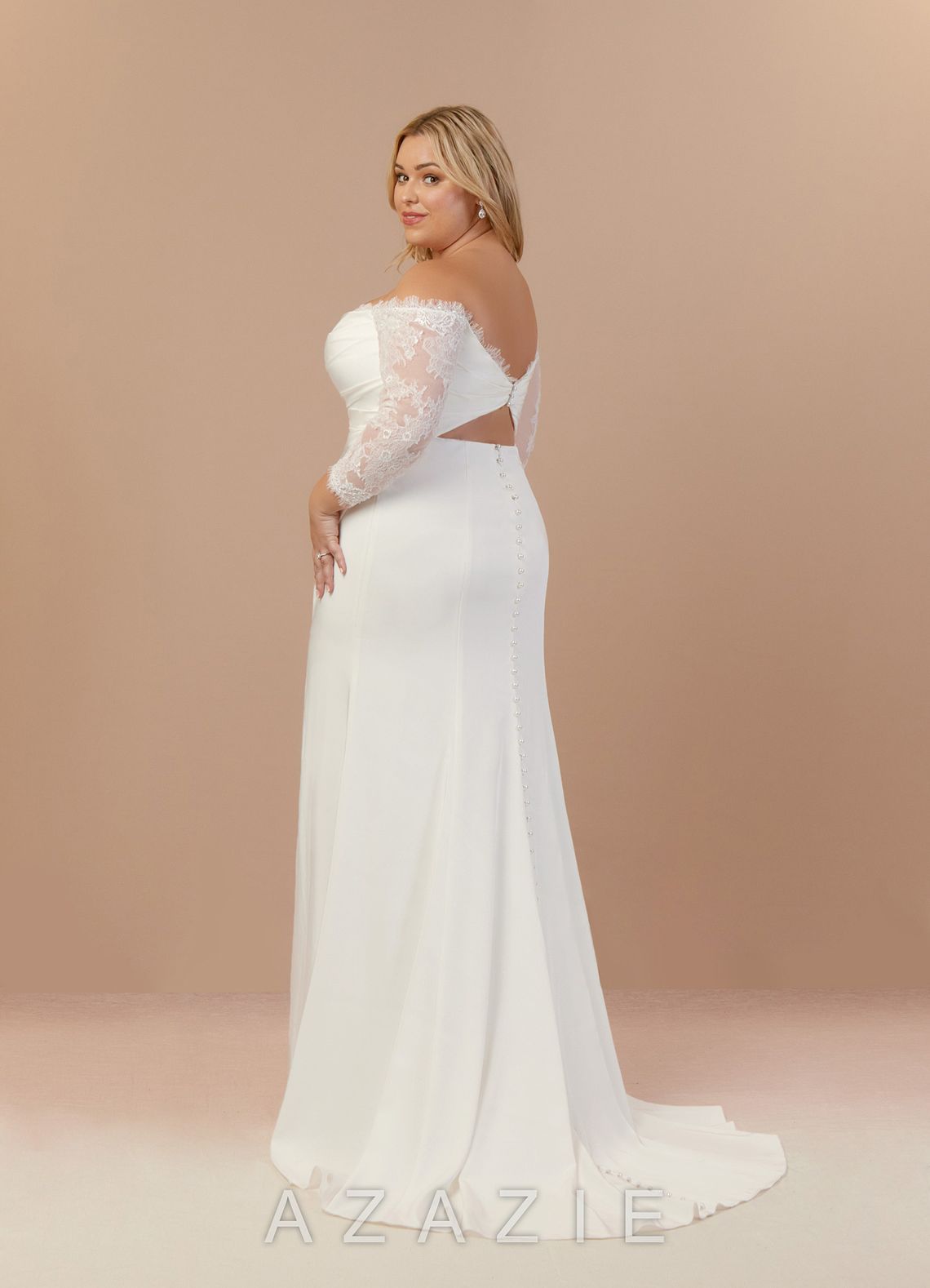 Azazie Onyx Wedding Dress Diamond White Mermaid Sequins Crepe Back Satin Dress diamond_white