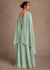 Azazie Liddie Agave A-Line Pleated Chiffon Dress agave