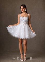Azazie Darcy Diamond White A-Line Lace Dress