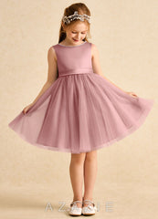 Azazie Jani Dusty Rose A-Line Bow Tulle Dress dusty_rose