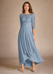 Azazie Marietta Dusty Blue A-Line Lace Dress