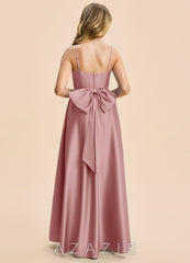Azazie Kai Junior Dusty Rose A-Line Pleated Stretch Satin Dress dusty_rose