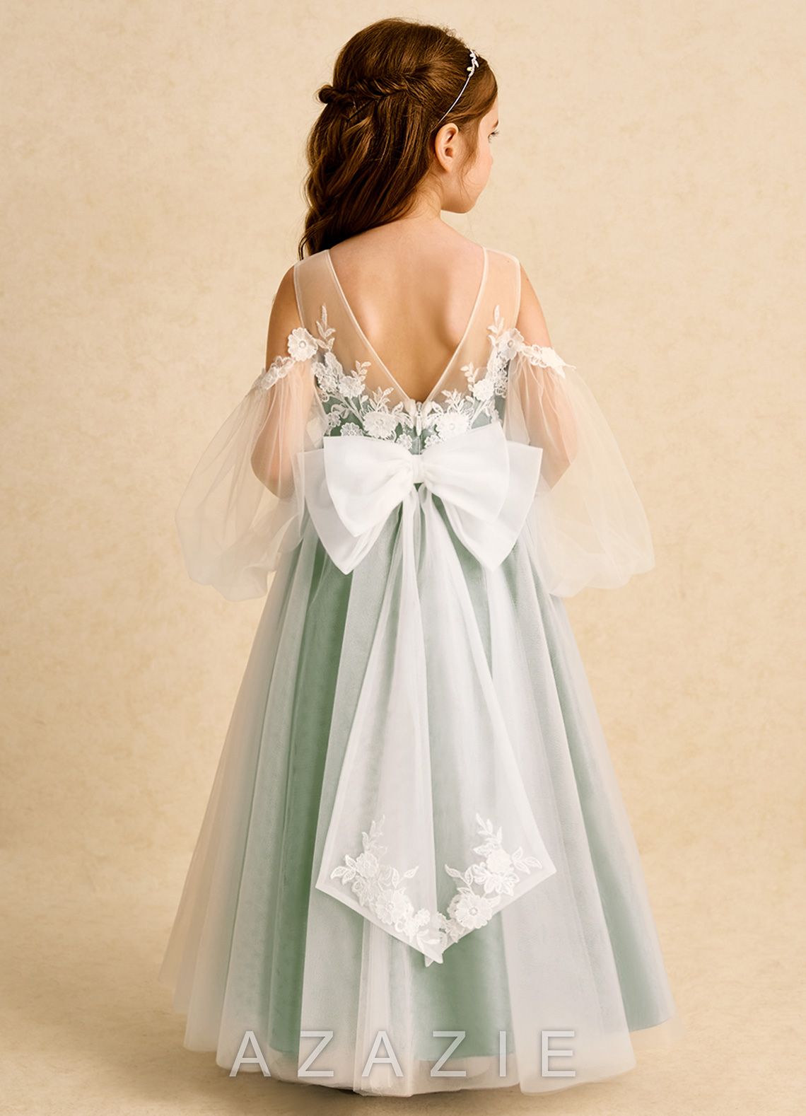 Azazie Zimi Dusty Sage Ball-Gown Sweetheart Neckline Tulle Dress