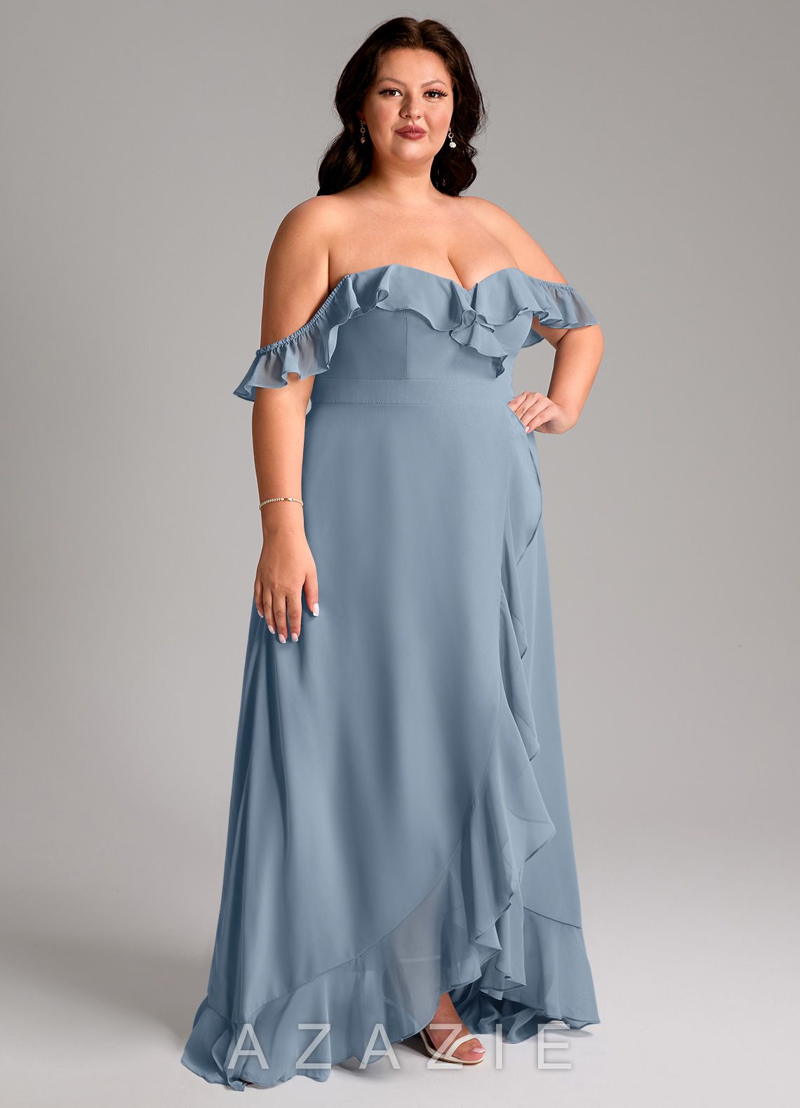 Azazie Lyra Dusty Blue A-Line Chiffon Convertible Dress dusty_blue