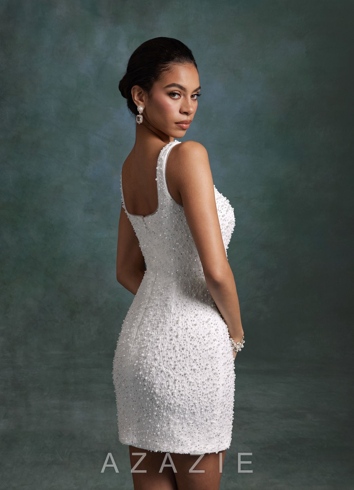 Azazie Gianna Diamond White Sheath Square Neckline Beading Dress diamond_white