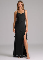 Azazie Nancie Black Mermaid Ruched Chiffon Dress