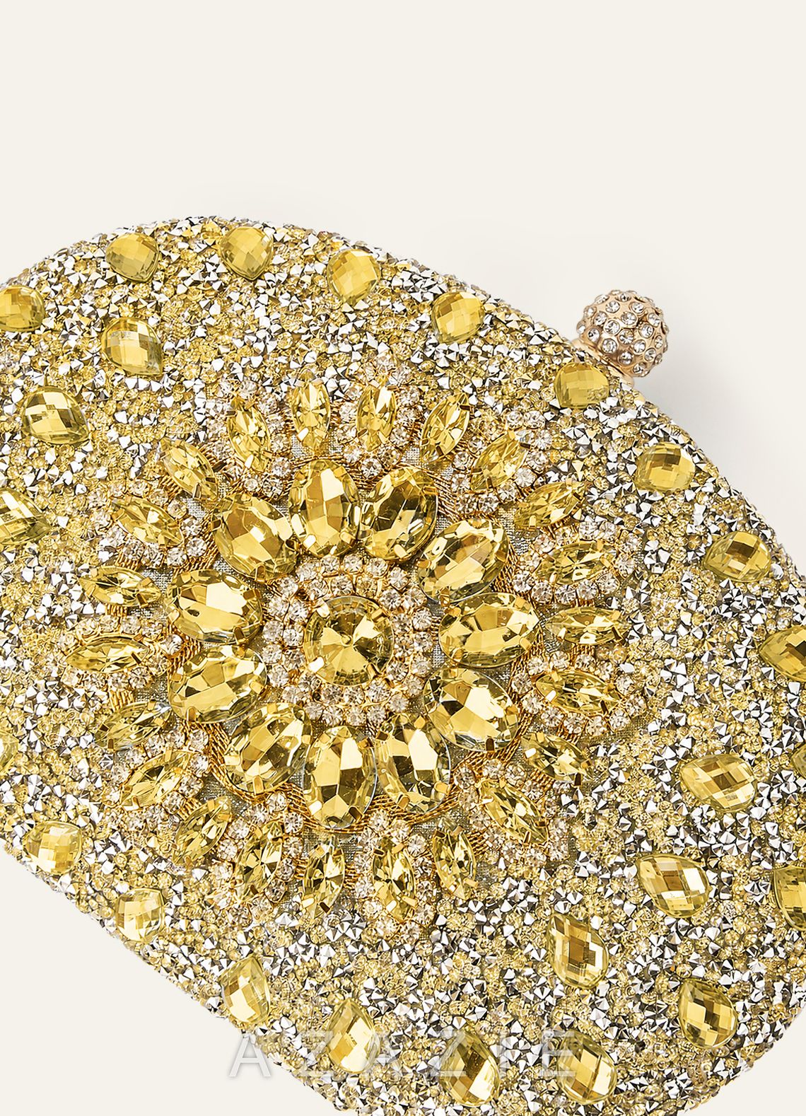 Crystal Sunburst Clutch Bag with Detachable Chain Strap