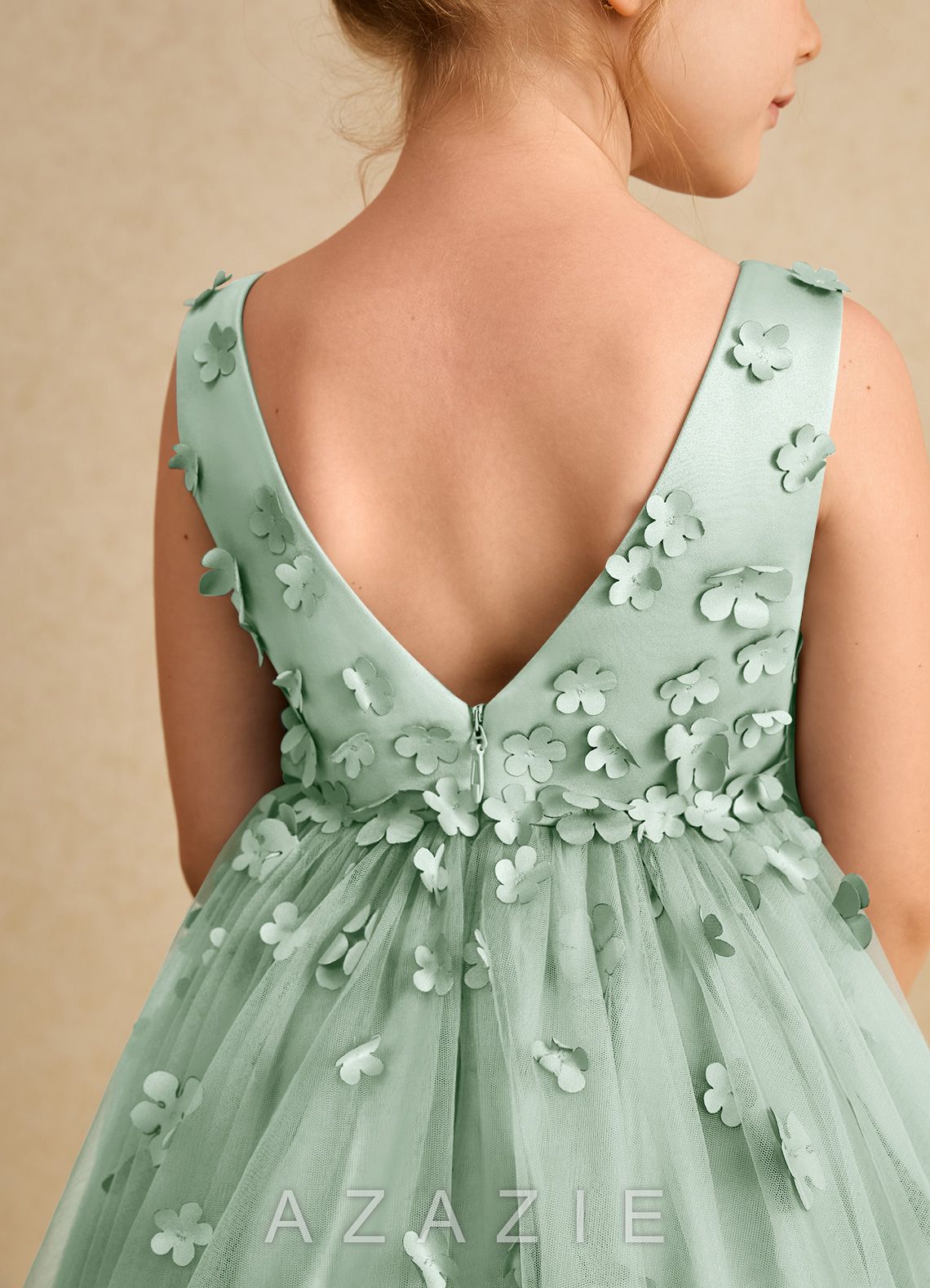 Azazie Lana Agave A-Line Sleeveless Matte Satin Dress agave