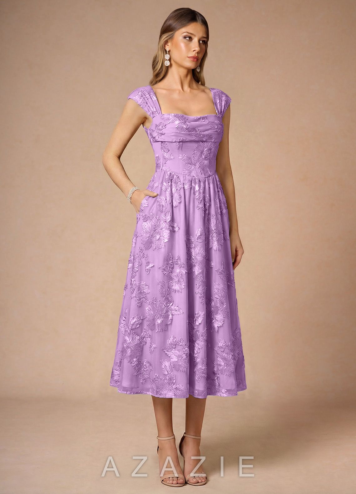 Hazel {color} Midi Dress  sp_frosted_lilac_#fl134222