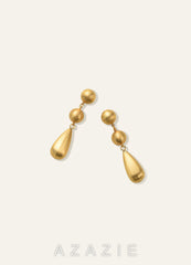 Brushed Metal Water Drop Earrings  gold