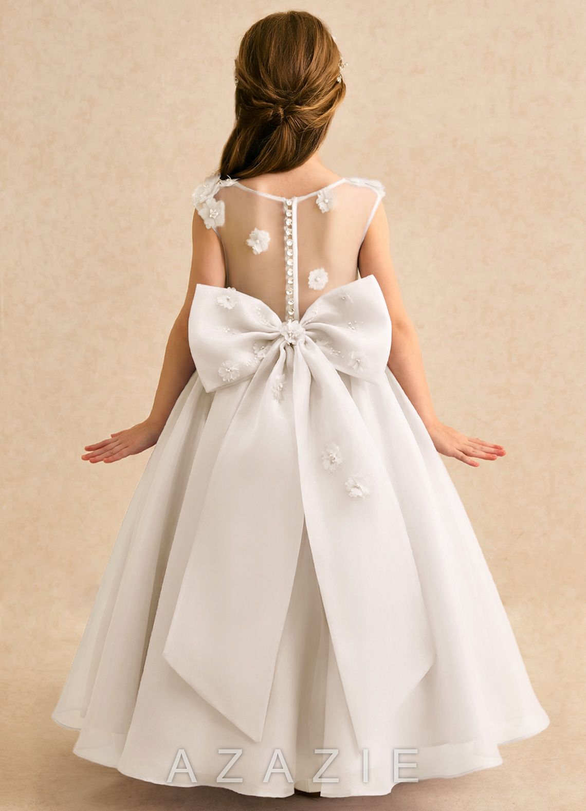 Azazie Mimie Ivory Ball-Gown Sweetheart Neckline Organza Dress ivory