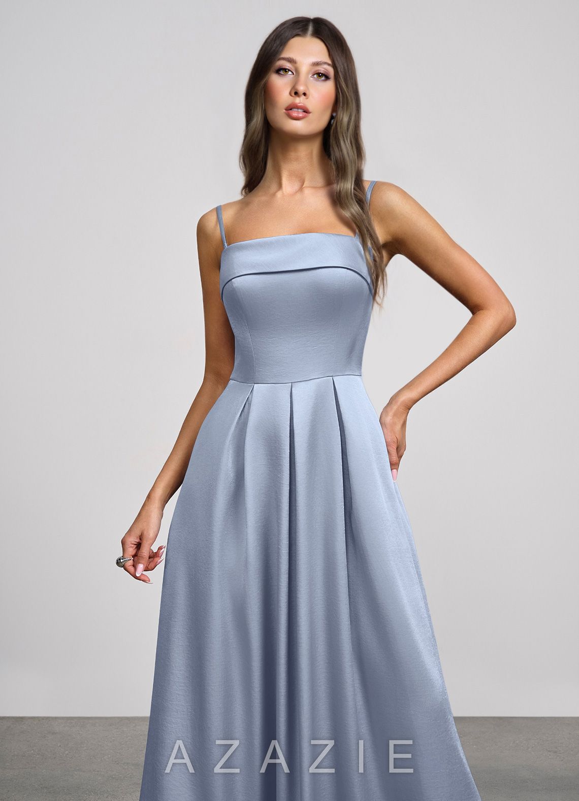 Isolde {color} Luminous Satin Maxi Dress  dusty_blue