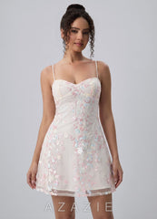 Laurence White Sequin Bow-Back A-Line Mini Dress