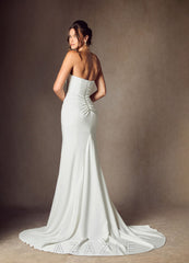 Azazie Elyse Diamond White Mermaid Strapless Crepe Back Satin Dress