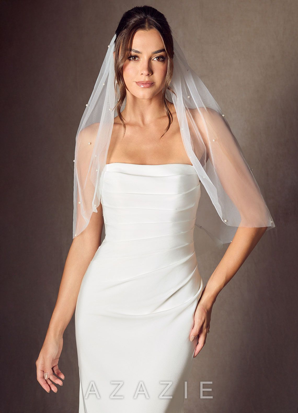 Jenna Pearl Waist Length Veil  diamond_white