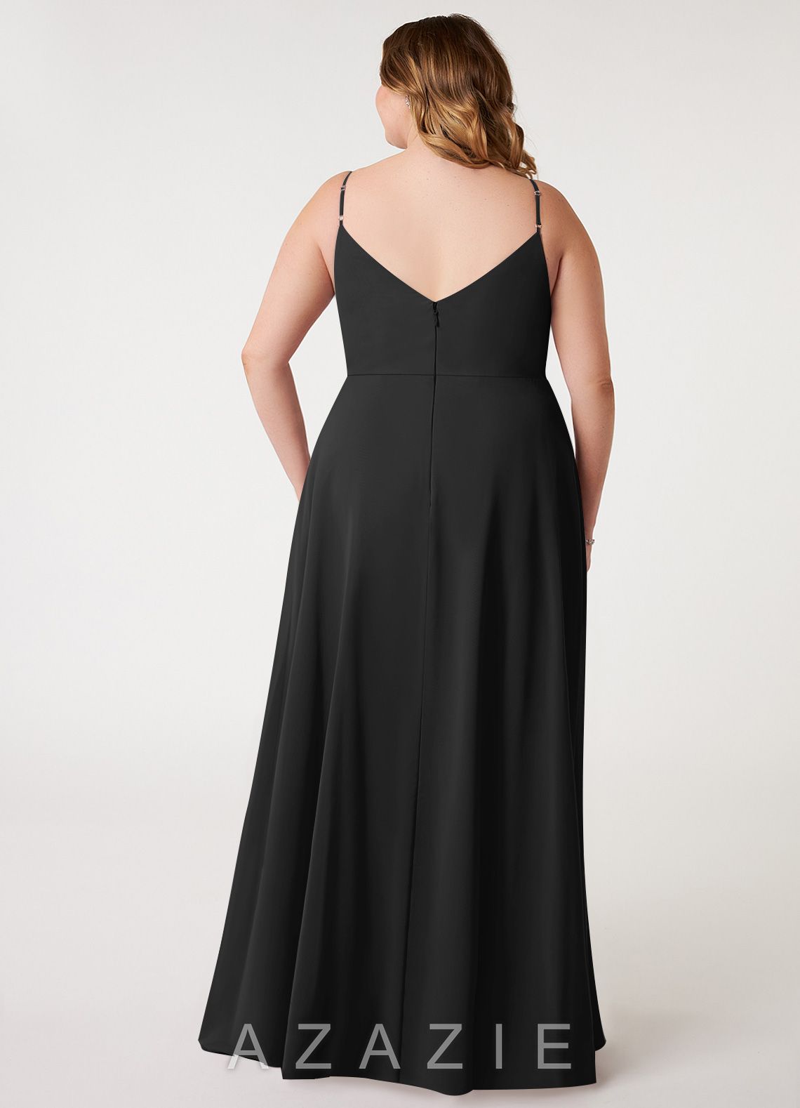 Azazie Daenerys Black A-Line Cowl Chiffon Dress black