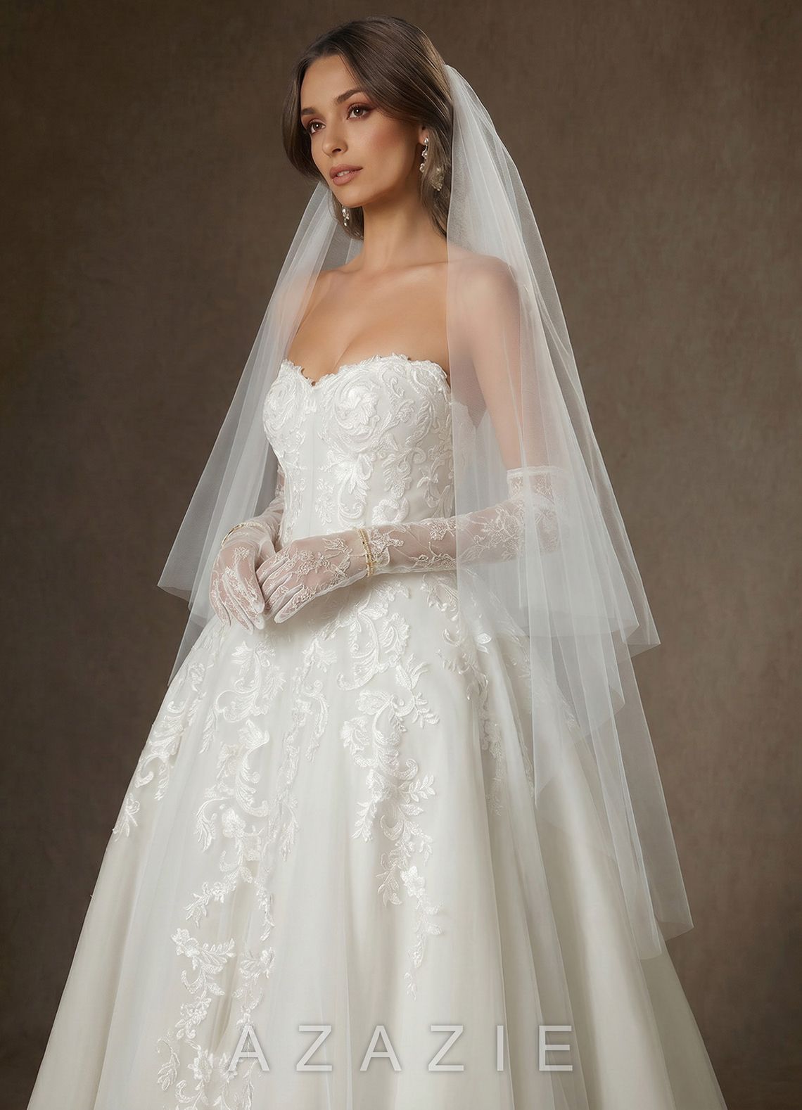 Simple Two-Tier Fingertip Drop Wedding Veil with Blusher  diamond_white