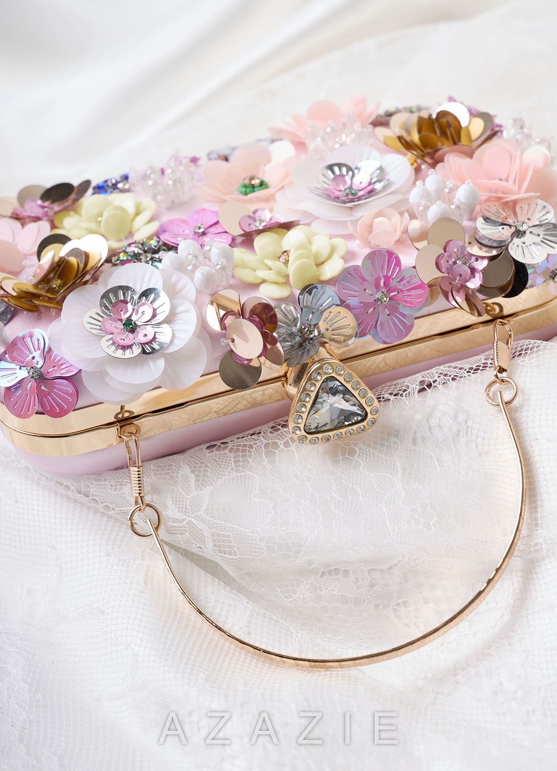 Sequin Flower Embellished Clutch
