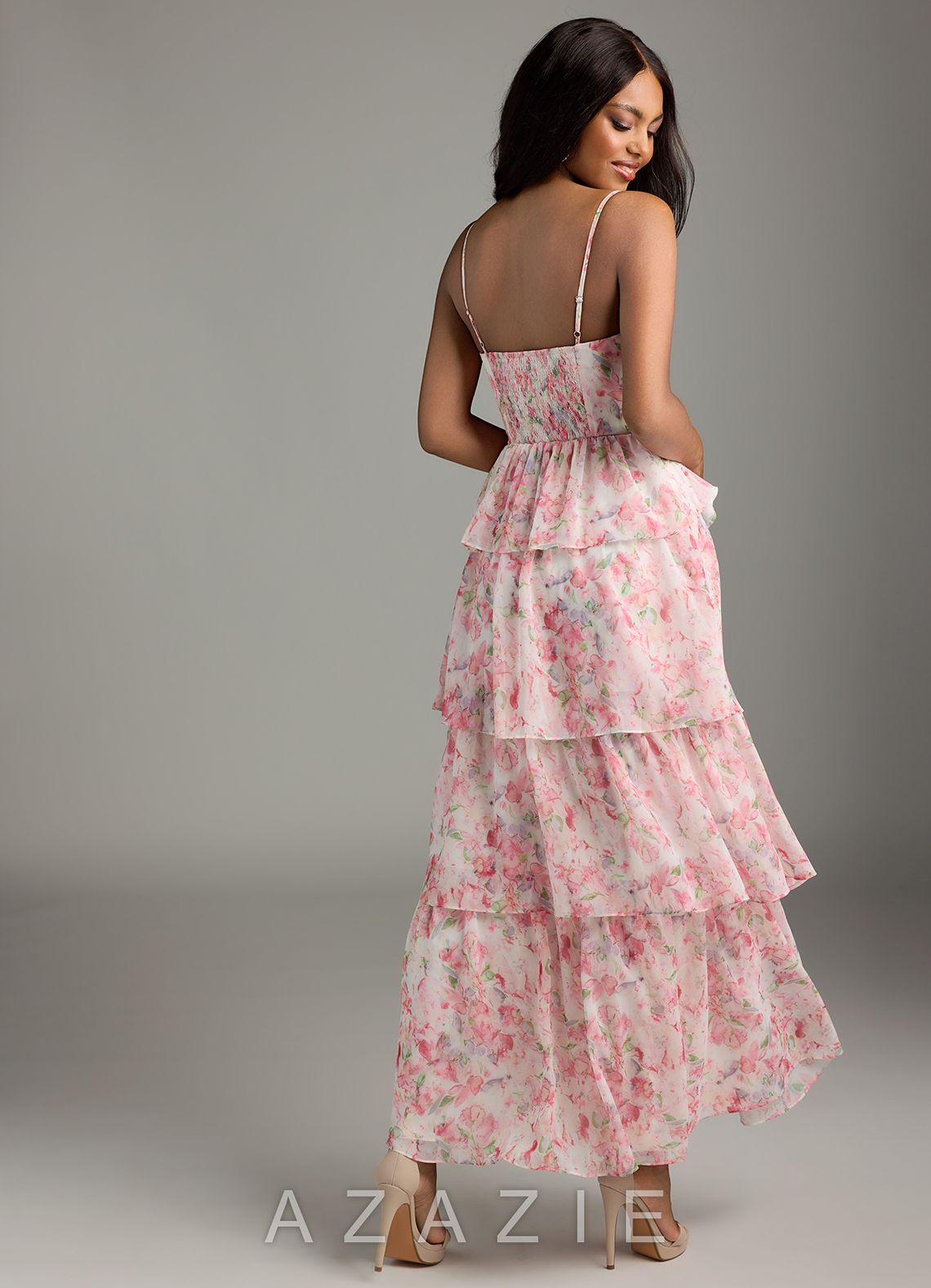 Azazie Kaiden Abstract Watercolor Floral A-Line Sweetheart Neckline Chiffon Dress abstract_watercolor_floral