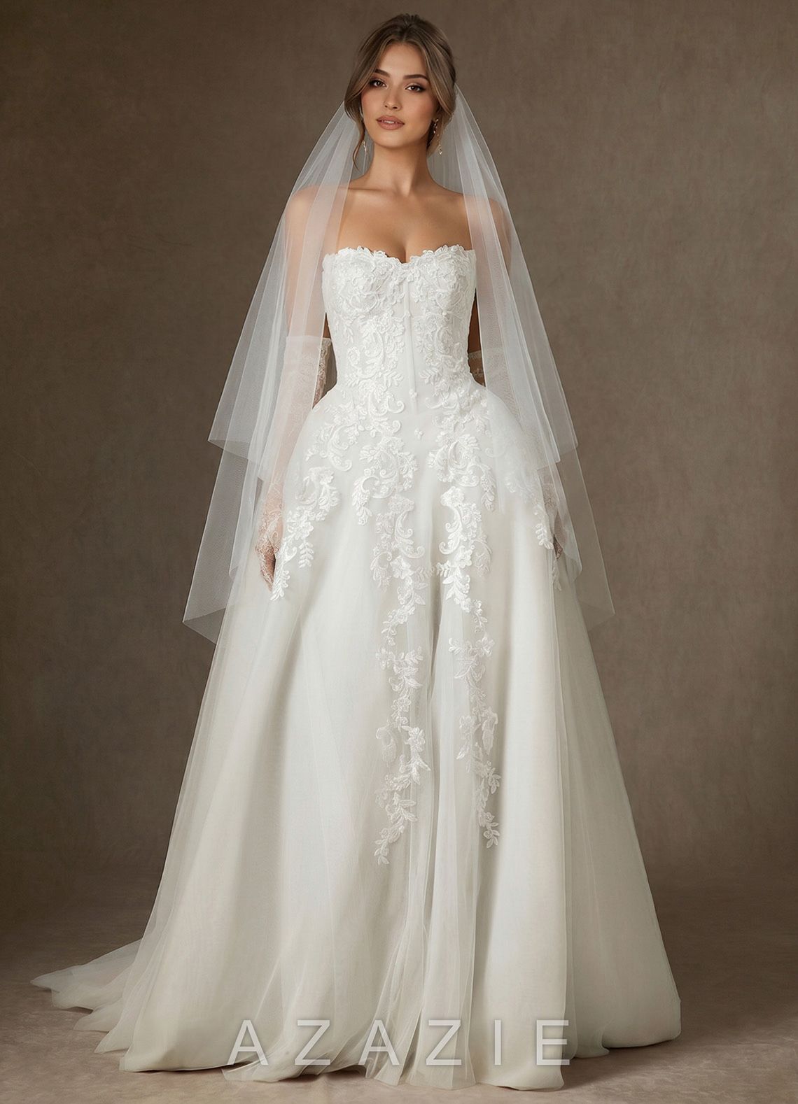 Simple Two-Tier Fingertip Drop Wedding Veil with Blusher  diamond_white