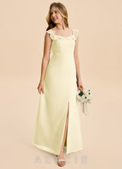 Azazie Cindy Junior Lemon Sorbet A-Line Ruched Chiffon Dress lemon_sorbet