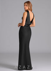 Azazie Lusinda Black Mermaid Strapless Stretch Satin Dress black