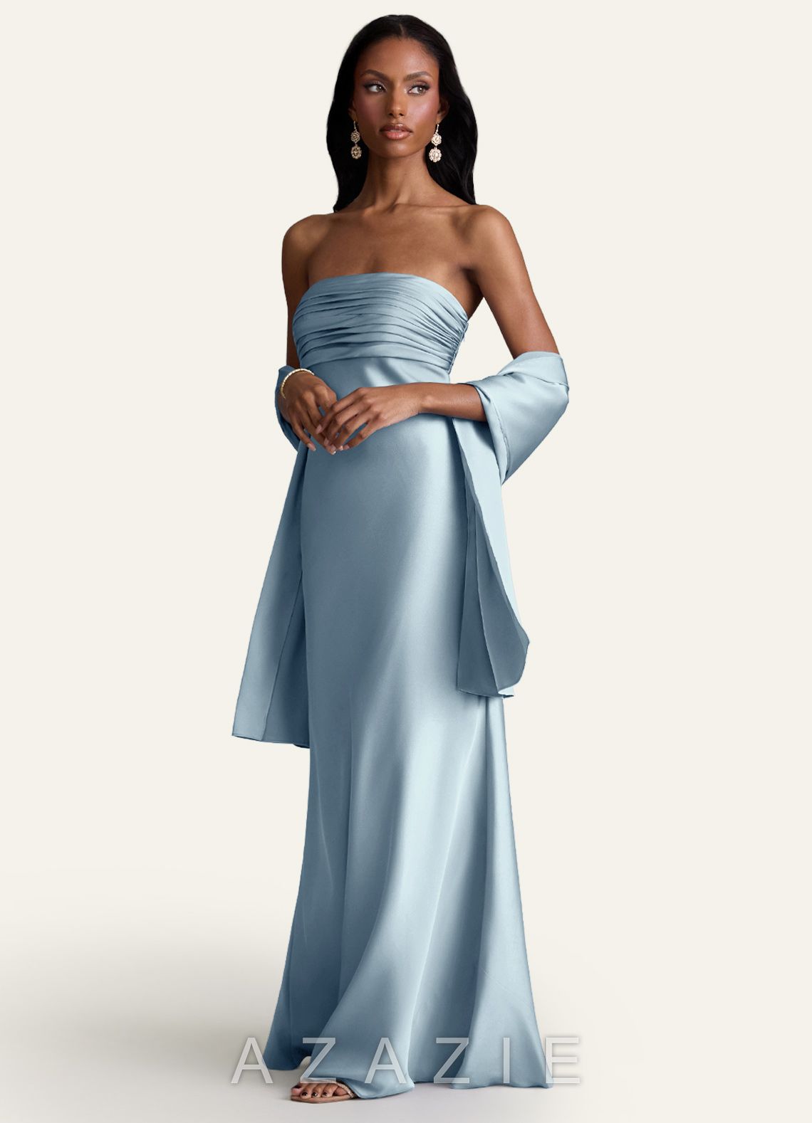Azazie Matching Color Aleena Stretch Satin Shawl