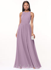 Azazie Harper Wisteria A-Line Pleated Chiffon Dress