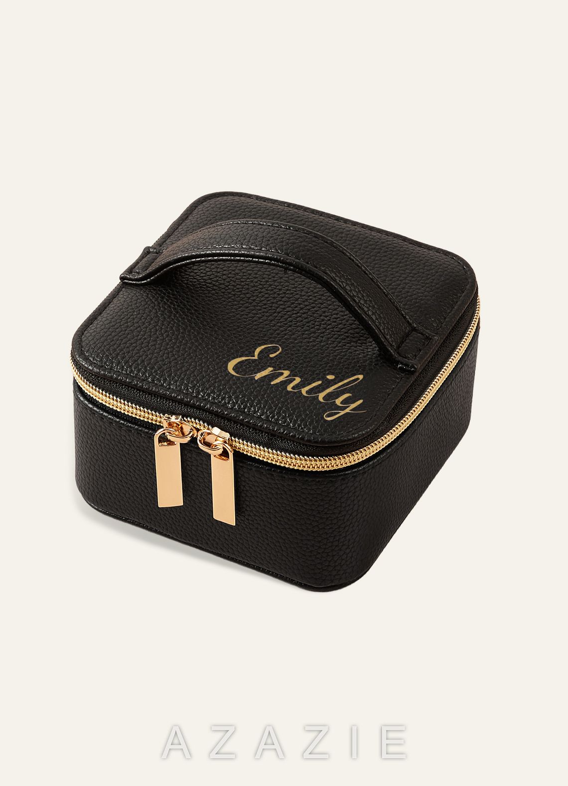 Personalized PU Leather Jewelry Box  black