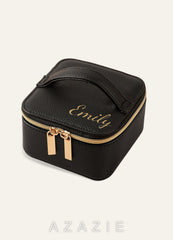 Personalized PU Leather Jewelry Box  black