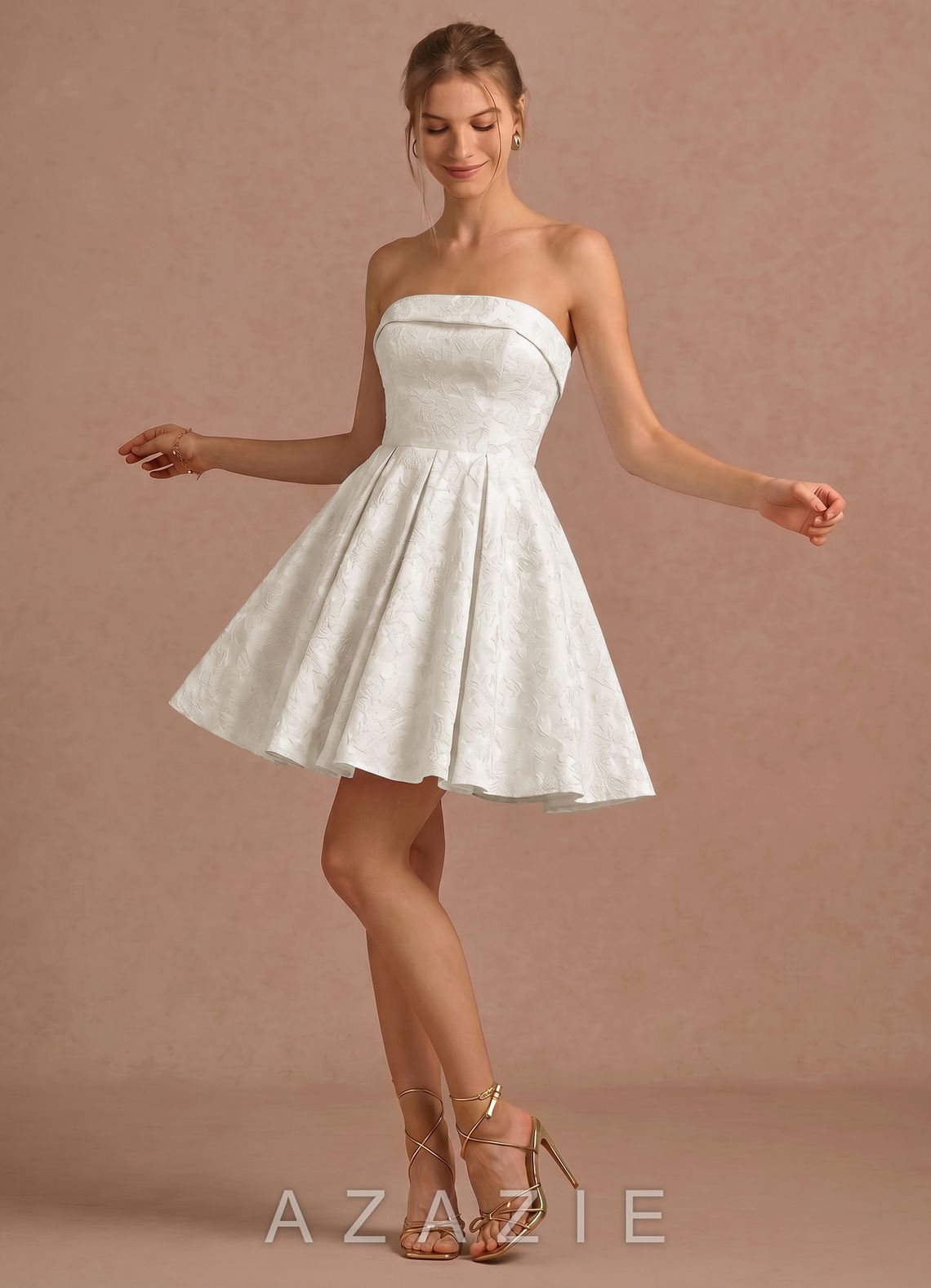 Genevieve White Jacquard Mini A-line Mini Dress
