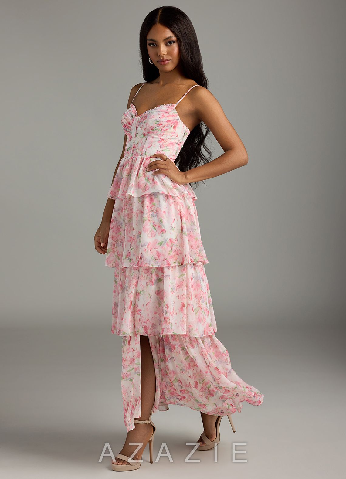 Azazie Kaiden Abstract Watercolor Floral A-Line Sweetheart Neckline Chiffon Dress abstract_watercolor_floral