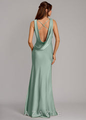 Azazie Cheryl Agave Mermaid Stretch Satin Dress
