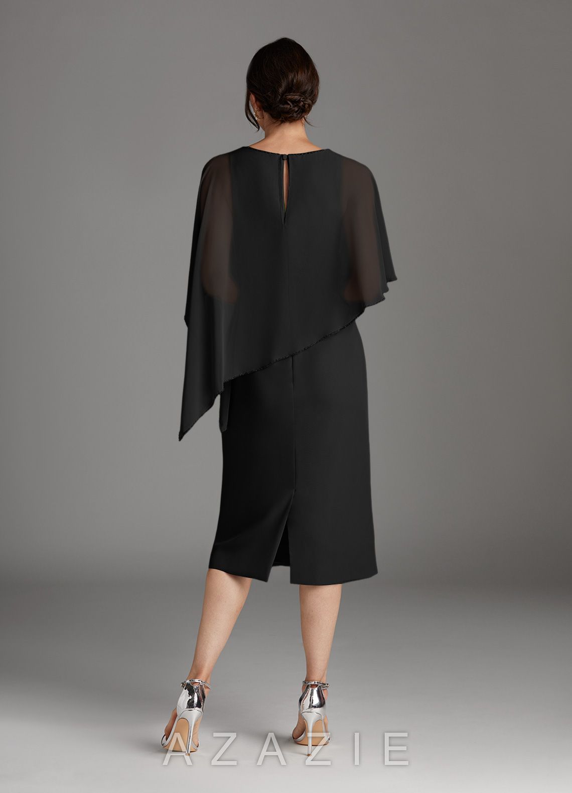 Azazie Sparrow Black Sheath Sequins Chiffon Dress black