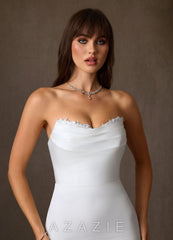 Azazie Selena Diamond White Mermaid Strapless Crepe Back Satin Dress