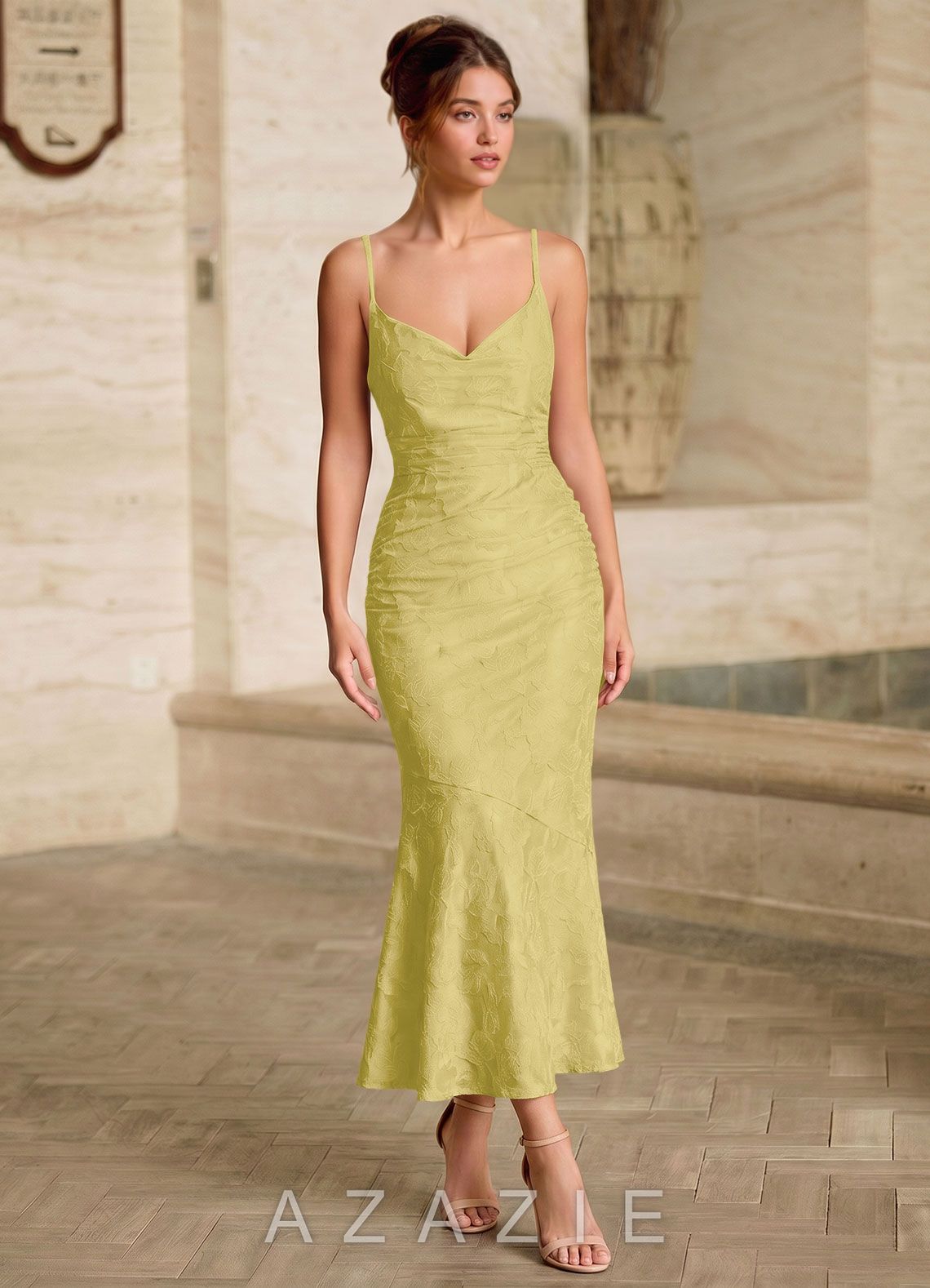 Ladow Pastel Yellow Jacquard Wedding Guest
