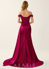 Melioramarisol Burgundy Lace Beading Corset Off-the-Shoulder Back Mermaid Prom D