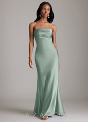 Azazie Saylor Agave Mermaid Strapless Stretch Satin Dress agave