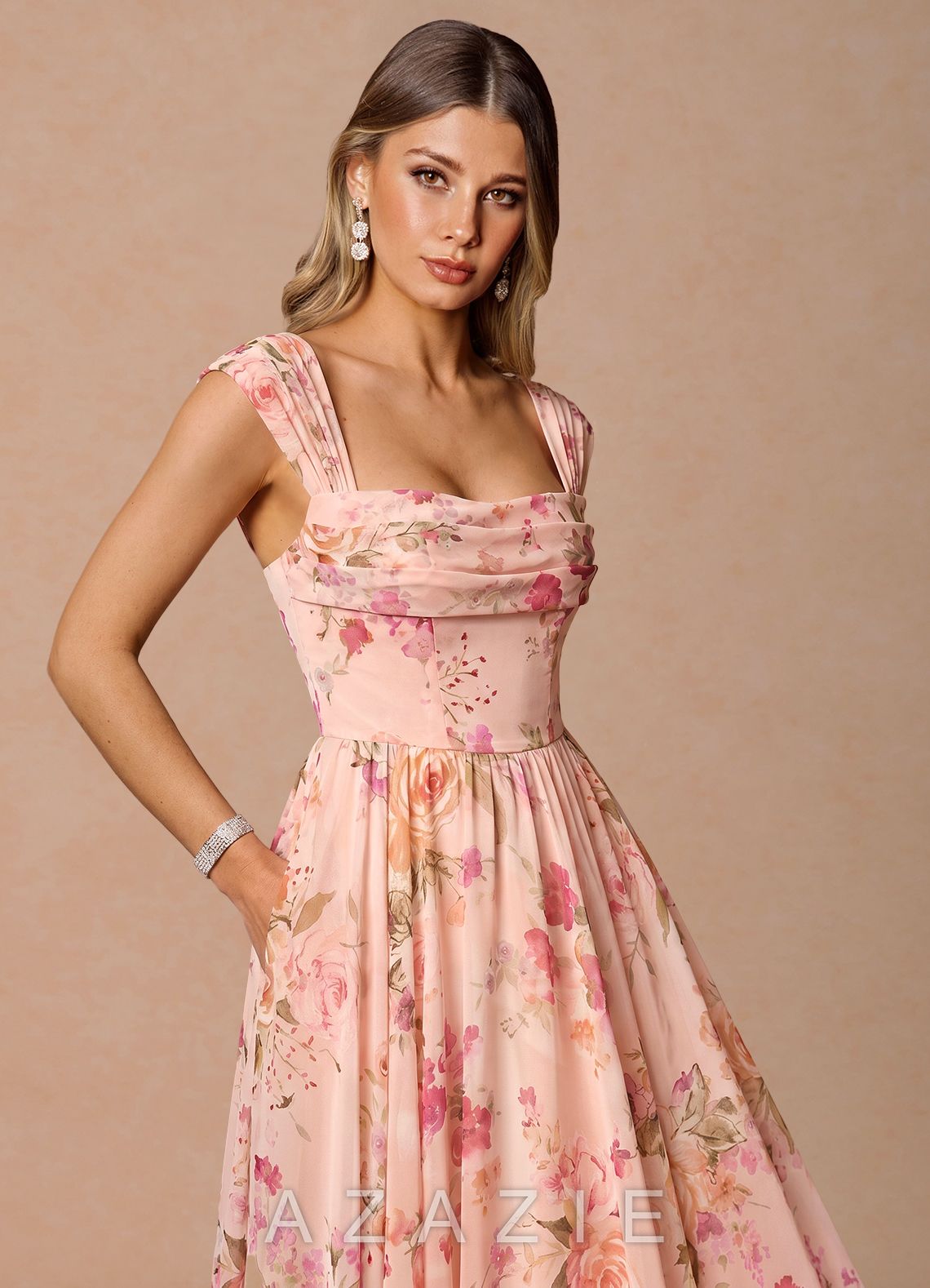 Hazel {color} Maxi Dress  sp_abstract_bouquet_floral_#111401
