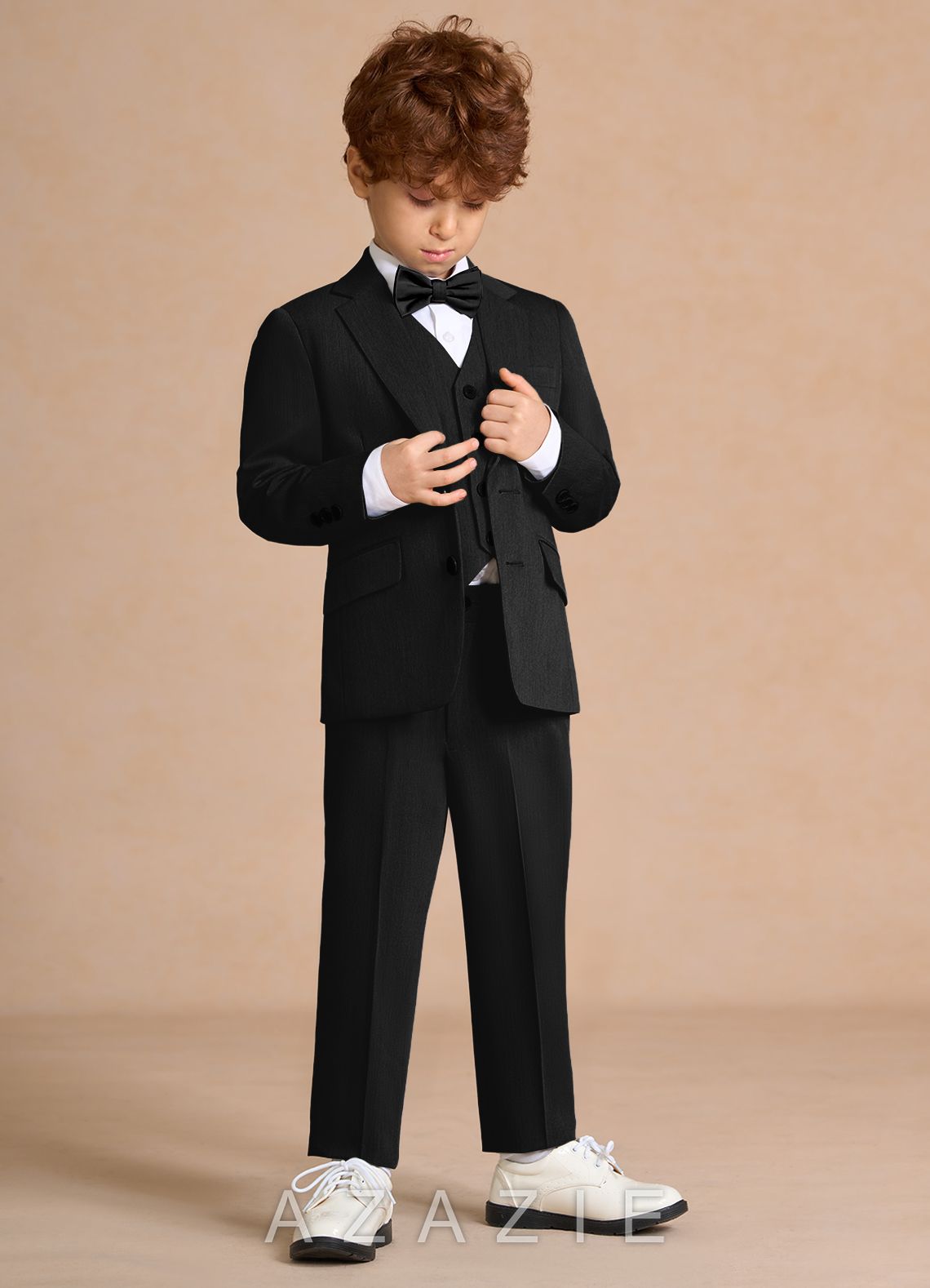 Oliver Black Boys 5-Piece Suit With Bow Tie