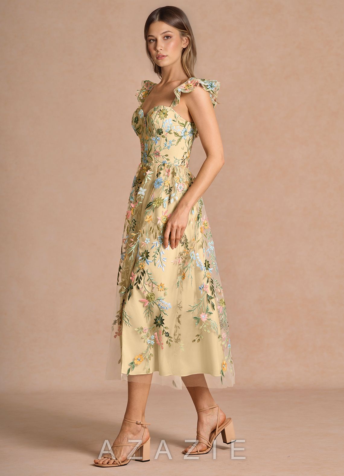 Denisse {color} Midi Dress  sp_lemon_multi_#lm134321