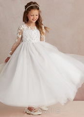 Azazie Elodie Ivory Ball-Gown Lace Dress ivory