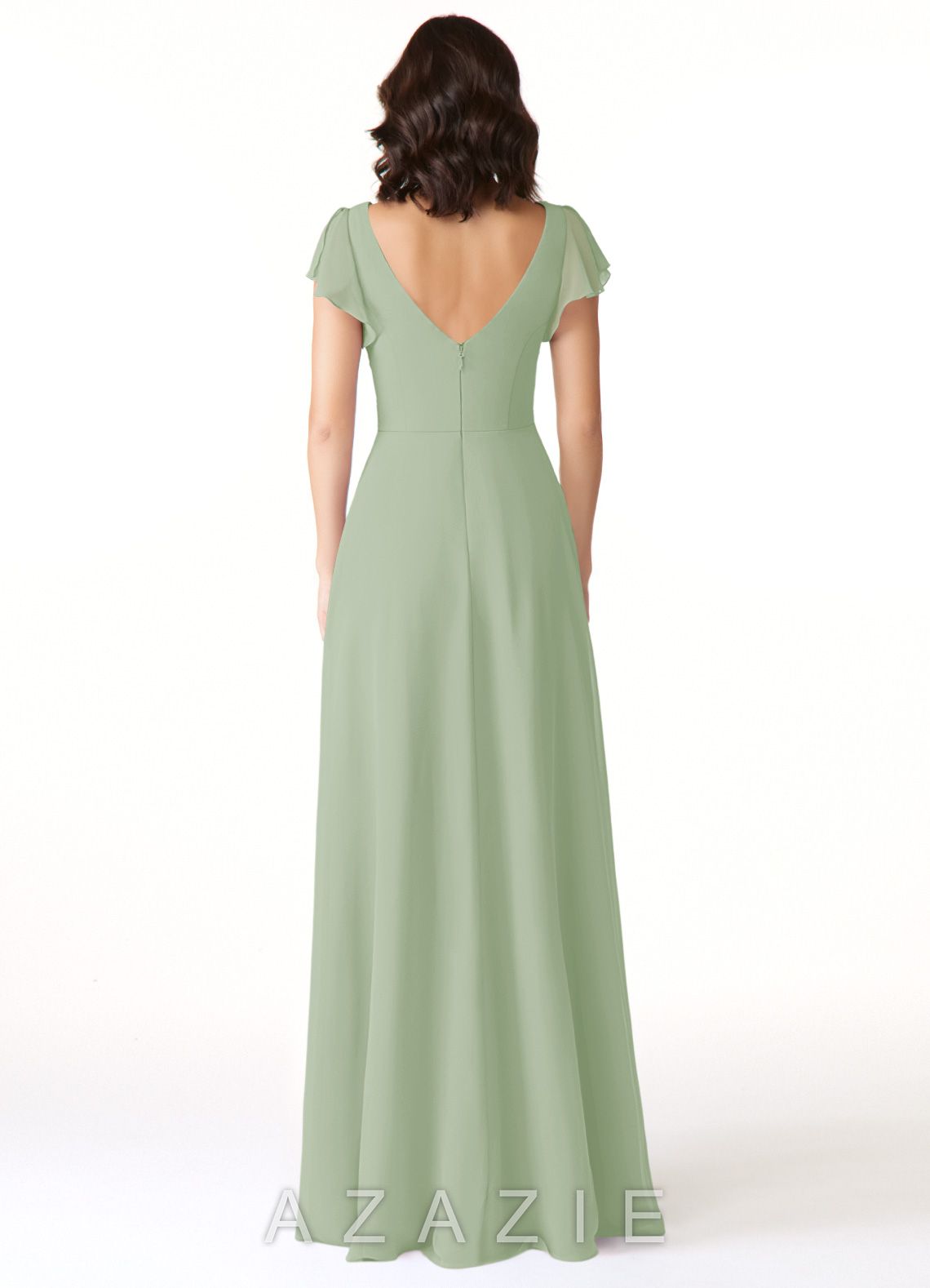 Azazie Omari Dusty Sage A-Line Chiffon Dress dusty_sage