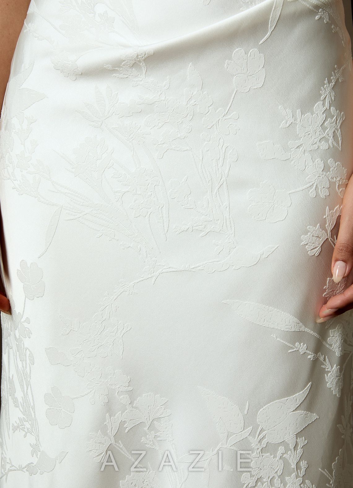 Azazie Keala Diamond White Sheath Strapless Floral Jacquard Dress diamond_white