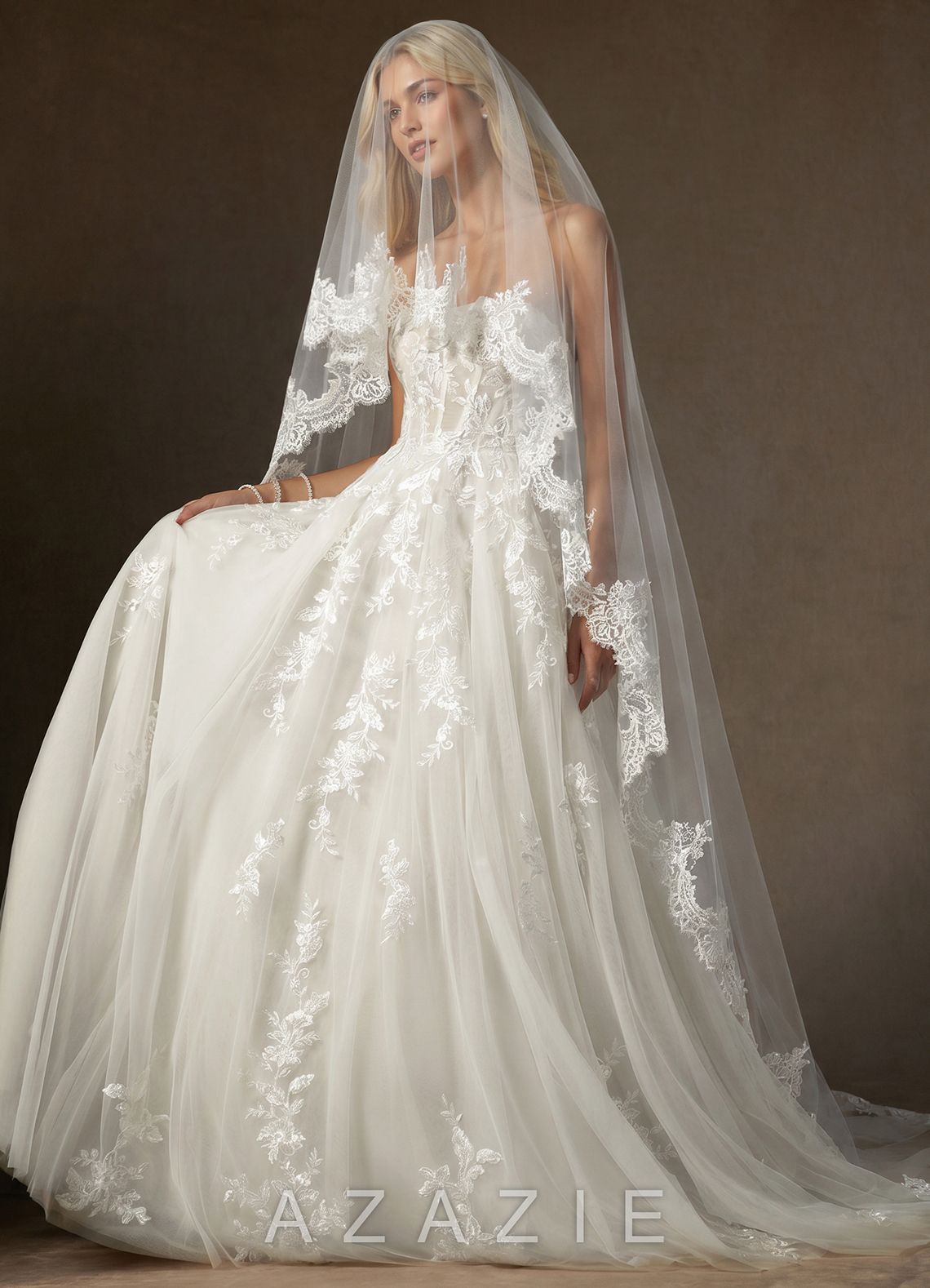 Lace Mantilla Rosalind Cathedral Veil  diamond_white