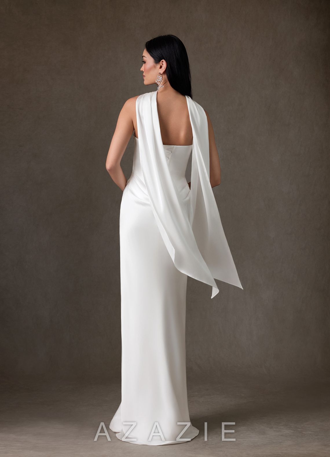 Azazie Samantha Diamond White Sheath Strapless Stretch Satin Dress